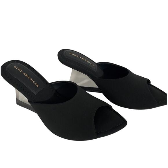 Good American Clear Wedge Sandal Neoprene Open Toe Size 8.5 GA368N-X New in Box - Picture 4 of 16